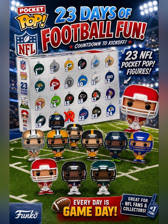 Funko Other - NFL Pocket Pop! LIVE SHOW 23-Day Football Fun Countdown Calendar - Assorted Team